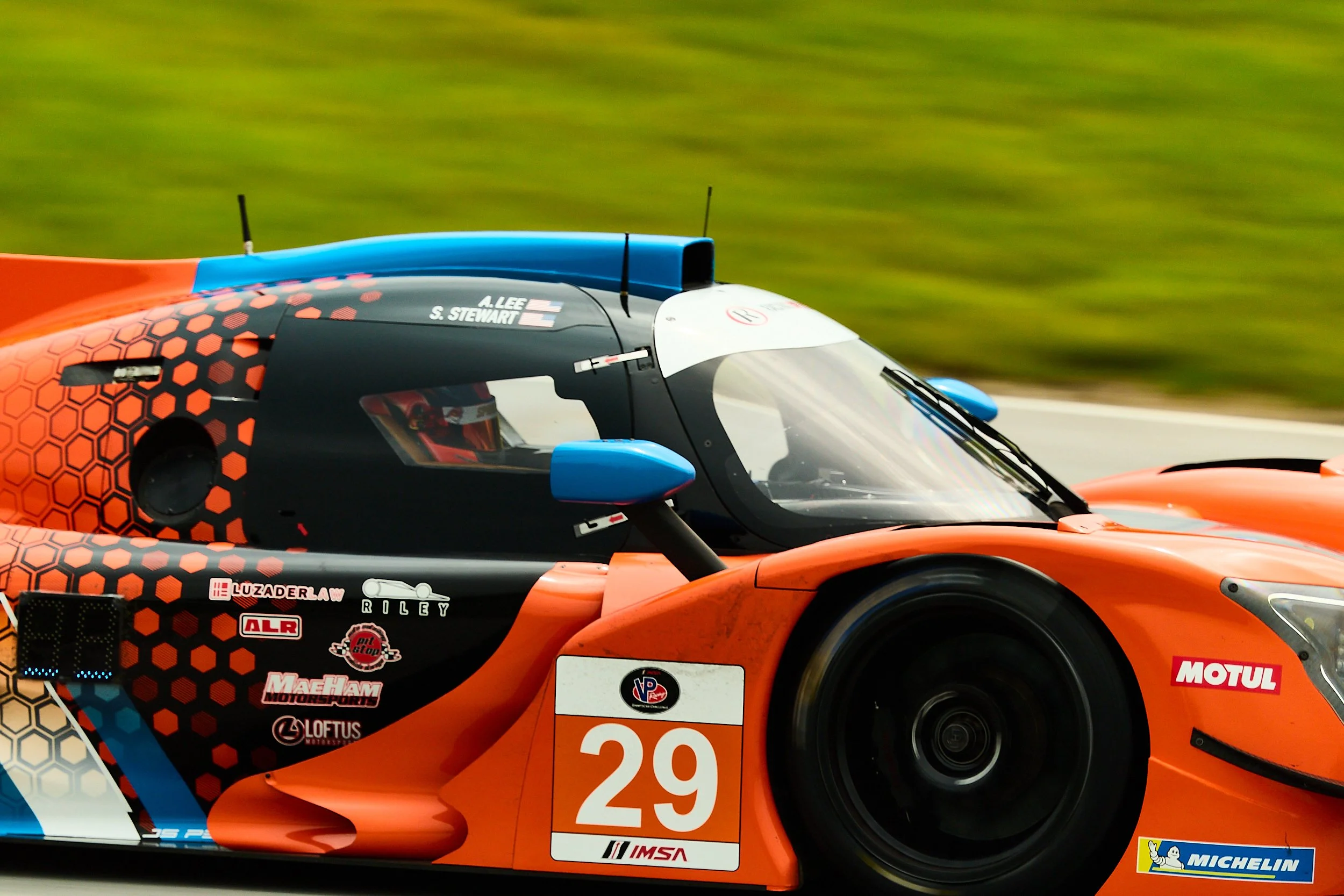 The No. 29 Ligier LMP3 of Stewart Motorsports on track